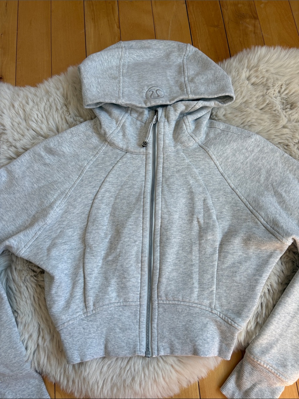 lululemon athletica Light Gray Cropped Full-Zip Hooded Jacket - Women Size: 4